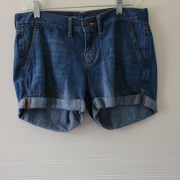 Old Navy Pants - Old Navy Womens Boyfriend Jean Shorts Size 6 Blue Cuffed Denim Cotton